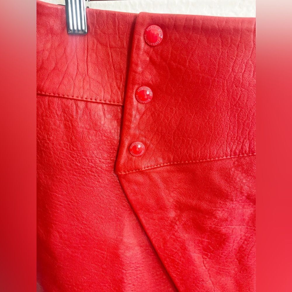 Zadig & Voltaire Junko Cuir biker moto red Leather mini skirt.  Size 40. NWT - Picture 6 of 13